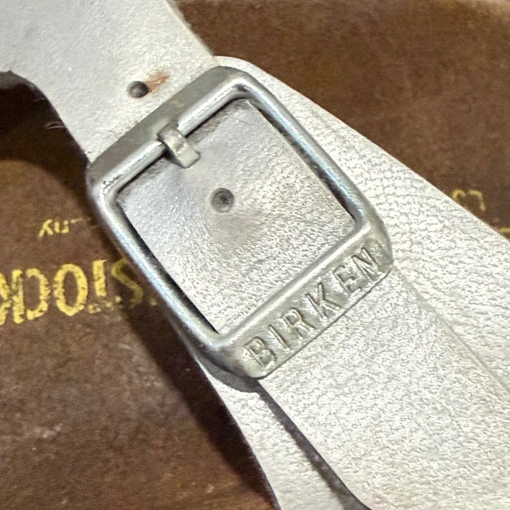 Birkenstock Gizeh Kids Silver Metallic Sandals Cork Footbed Girls Size 32 US 1‎